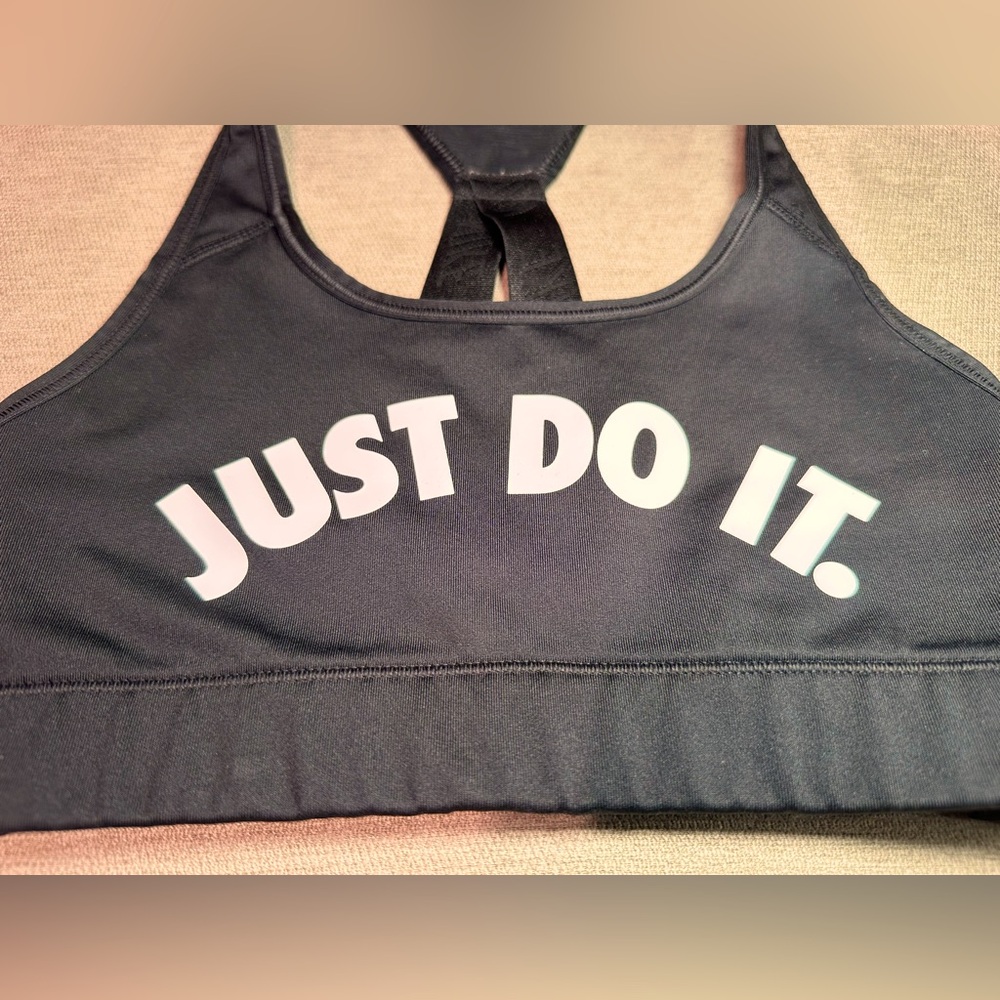 Nike Black Dri-FIT Just Do It Racer Back Sports Bra X-Small - Picture 3 of 5